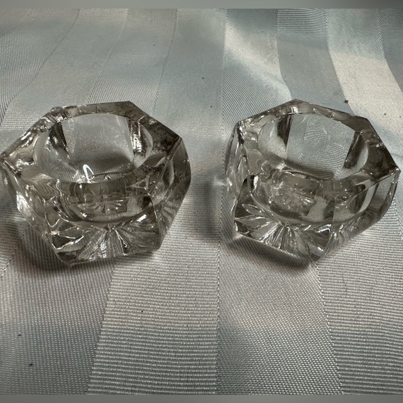 Set of 2 Vintage heavy lead crystal candle holders - Picture 3 of 7